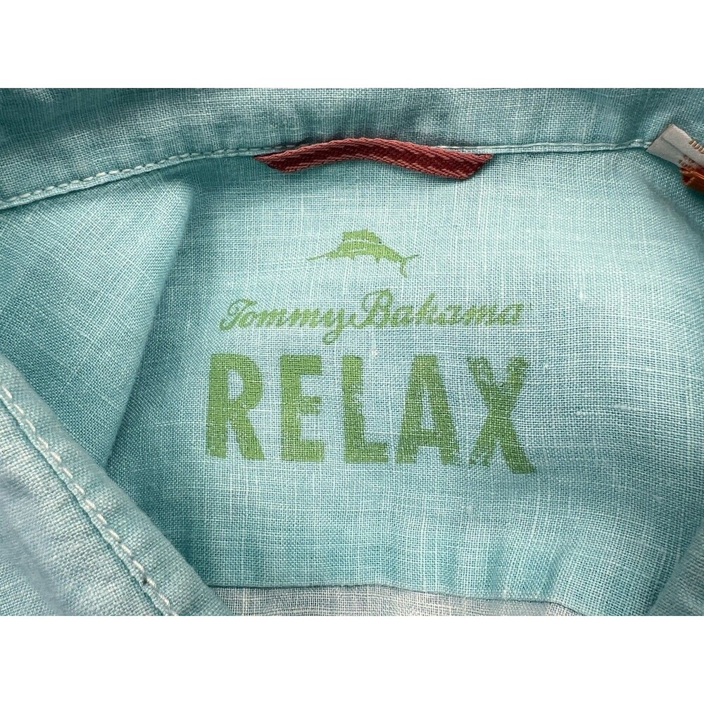 Tommy Bahama RELAX Button Up Shirt Men XL Linen Long Sleeve Blue Beach Nautical - Picture 11 of 12